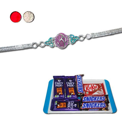 "Rakhi - SIL-6010 A  (Single Rakhi), Choco Thali - code RC08 - Click here to View more details about this Product